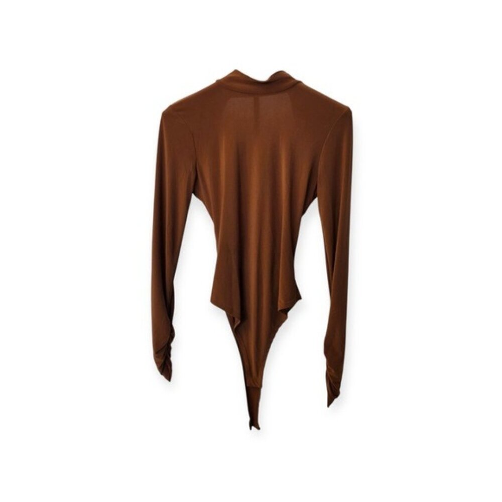 Brown Longsleeve Bodysuit Top with back cutout, Medium - Picture 1 of 3